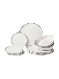 Broste Copenhagen Handgemachtes Geschirr-Set Salt Aus Porzellan, 4 Personen (12-tlg.)