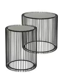 Kare Design Metall-Beistelltisch 2er-Set Wire Mit Glasplatte