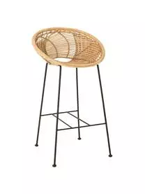 Bloomingville Rattan-Barstuhl Yonne Mit Metall-Beinen