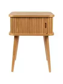 Zuiver Holz-Nachttisch Barbier Mit Schiebetür Und Geriffelter Front