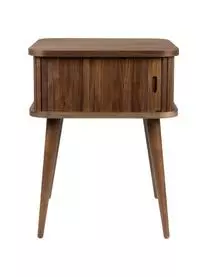 Zuiver Holz-Nachttisch Barbier Mit Schiebetür Und Geriffelter Front