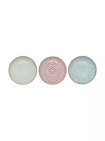 Bloomingville Handbemalte Frühstücksteller Patrizia Mit Verspieltem Muster, 3er-Set