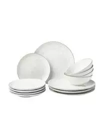 Broste Copenhagen Handgemachtes Geschirr-Set Nordic Sand, 4 Personen (12-tlg.)