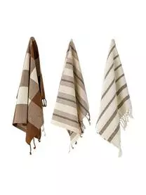 Bloomingville Baumwoll-Geschirrtücher Papaya Mit Fransen, 3er-Set