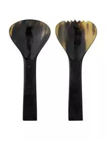 Bloomingville Schwarzes Salatbesteck Aviaja Aus Horn, 2er-Set